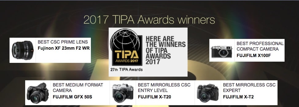 Fujifilm est récompensé au TIPA Awards 2017