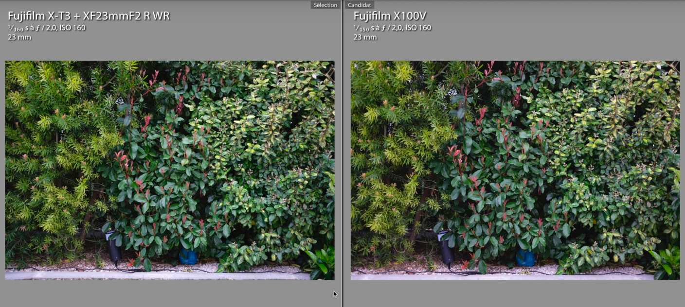 Comparatif entre le Fujifilm X100v et le XF 23mm f2